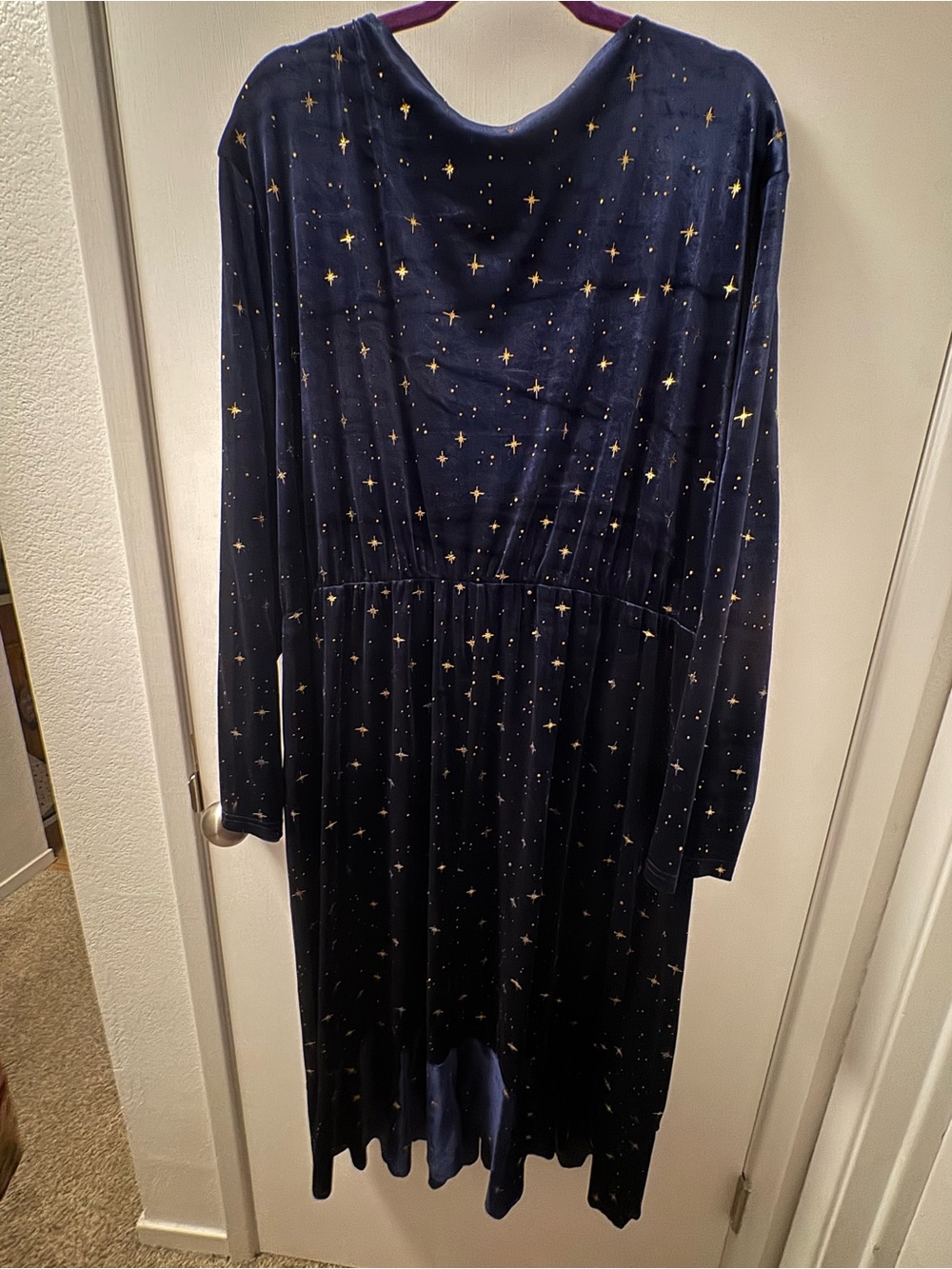 BloomChic Navy Midi Wrap Dress with Gold Star Print - Picture 2 of 2